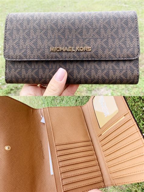 michael kors jet set wallet acorn|Michael Kors oversized wallet.